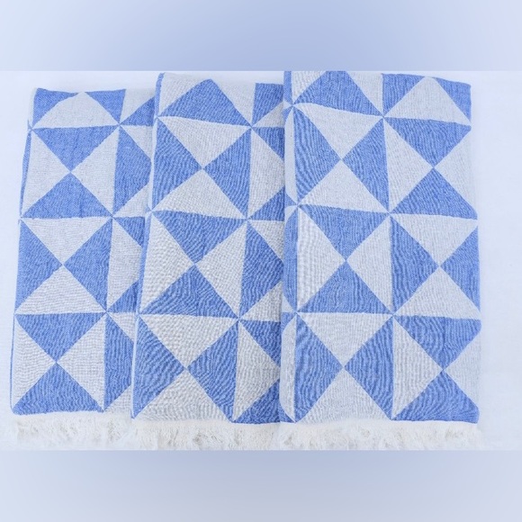 Nautical Triangle Blue 42 x 72 Two Sided Blanket Towel 100% Organic Cotton - Picture 4 of 5